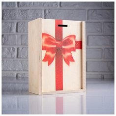 Коробка подарочная 14×8×20 см деревянная пенал "Подарок", с печатью 4743948 Сима ленд