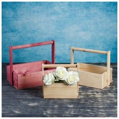 Кашпо деревянное 20×11×20 см Элегант "Классик", 3 в 1, с ручкой, палитра №1 4408473 Сима ленд