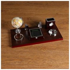 Набор настольный 7в1 (каранд-ца с часами, визитн, глобус, подст, кальк, подст д/мелочей) 5113945 Сима ленд