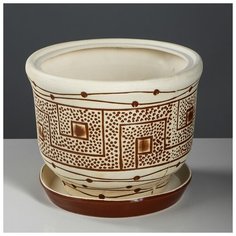Цветочный горшок 8л "Греческий", шамот, средний, 1062658 Керамика ручной работы