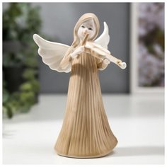 Сувенир керамика "Ангел-девочка в длинном платье, со скрипкой" 14,7х6,3х8,7 см 4059478 Сима ленд