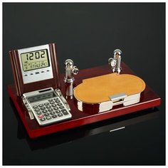 Набор настольный 4в1 (блок д/бумаг, калькулятор, визитница, часы) 4428139 Сима ленд