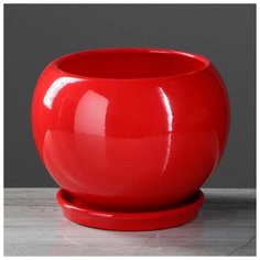 Цветочный горшок "Шар", премиум, красный, 1 л 4309210 Керамика ручной работы