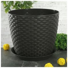 Горшок для цветов с поддоном 4,7 л "Ротанг", цвет коричневый 1380148 Idea (М Пластика)