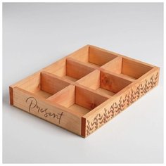 Ящик-кашпо подарочный Present, 6 ячеек, 27,5 × 20 × 4,5 см 6250069 Дарите счастье