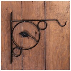 Кронштейн для кашпо кованый, 30 см, металл, черный, листок 4871251 Сима ленд