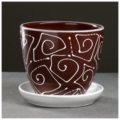 Горшок цветочный Абстракция коричневая 1 л 5243421 Сима ленд