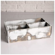 Ящик деревянный 34.5×20.5×10 см подарочный комодик, состаренный 2966504 Сима ленд