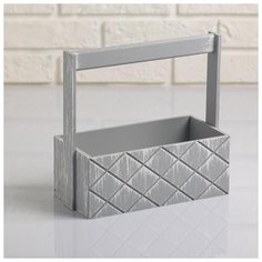 Кашпо деревянное "Эллада большая, сетка", с ручкой, винтаж, 25×12,5×10(25) см 5416112 Сима ленд