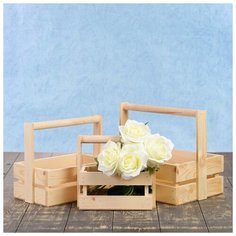 Набор кашпо деревянных подарочных "Модерн", 3 в 1, с ручкой, натуральный 3853342 Сима ленд