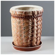 Цветочный горшок 16 л "Корсет", высокий, глянец 144214 Керамика ручной работы