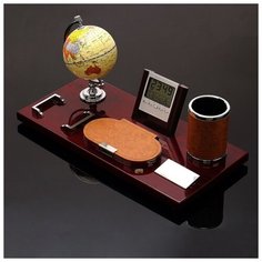 Набор настольный 6в1 (глобус, часы, скрепочница, карандащница, блок д/бумаги, лого), 3598554 Сима ленд