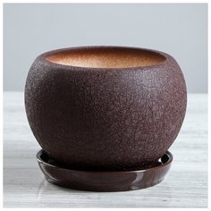Горшок для цветов "Шар" шёлк 2 л, шоколад микс 3831187 Керамика ручной работы