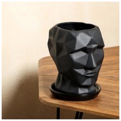 Цветочный горшок "Кай" 2 л, муар, черный 5179041 Керамика ручной работы