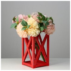 Кашпо деревянное 14×14×26 см "Фонарь Хай-тек Прованс", красный 6029973 Сима ленд