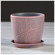 Цветочный горшок "Осень", патина, розовая, 0.5 л 1131669 Керамика ручной работы