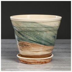 Цветочный горшок "Флорин" мрамор, 2 л 4930688 Керамика ручной работы