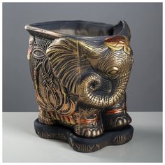 Цветочный горшок 11л "Слон", медь, акрил, большой, 1063295 Керамика ручной работы