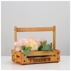 Кашпо деревянное "Flowers", 28 х 16 см, h = 23 см 5618768 Сима ленд