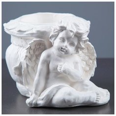 Фигурное кашпо "Ангел карапуз" белый 18х14х14см 2873788 Хорошие сувениры