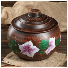 Горшок духовой 3 л художественная роспись МИКС 1599235 Красная глина