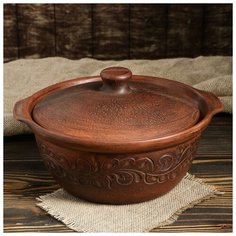 Горшок духовой "Бархат", с резкой, 3.3 л 3839845 Красная глина