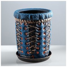 Цветочный горшок 16 л "Корсет", высокий, акрил синий 1062659 Керамика ручной работы