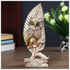 Сувенир полистоун "Белый филин с листом" 28х5,5х11 см 4641644 Сима ленд