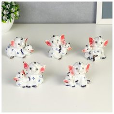 Сувенир керамика "Слонята в цветочек" набор 5 шт 6,9х4,7х7,5 см 4978237 Сима ленд