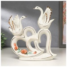 Сувенир керамика "Два лебедя на сплетенных сердцах" 27,3х26,4х7 см 4818962 Сима ленд