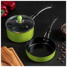 Набор посуды 2 предмета "Дуэт" ковш 14х7 с крышкой, сковорода 14х4 см, индукция 4300103 Сима ленд