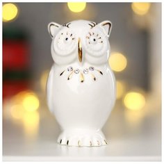 Сувенир керамика "Очкастая сова" белая со стразами 9,3х5,5х5,4 см 4847378 Сима ленд
