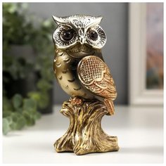 Сувенир полистоун "Мудрая сова Мадлен" бронза с золотом 14,5х6х5,5 см 5121976 Сима ленд