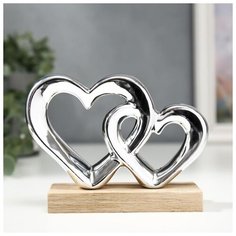 Сувенир керамика, дерево "Двойное сердце" серебро 10,4х5х14,3 см 5144329 Сима ленд