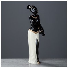 Сувенир-статуэтка средняя "Эфиопка с кувшином" 10*8*31 см белая юбка 788140 Керамика ручной работы