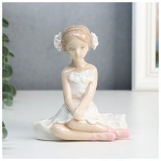 Сувенир керамика "Балеринка в платье с белыми цветами" 12,2х6,9х10,7 см 5078031 Сима ленд