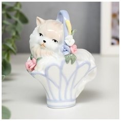 Сувенир керамика "Котёнок в корзинке" 10,7х8,3х5,2 см 5066090 Сима ленд