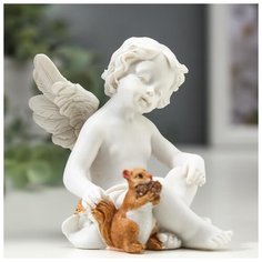 Сувенир полистоун "Белоснежный ангел с цветной белочкой" 6,8х6,5х6 см 4838712 Сима ленд