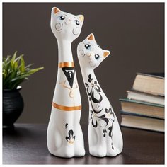 Фигура "Love Коты" большие набор 2шт белые 7×9×29см 039 707388 Хорошие сувениры