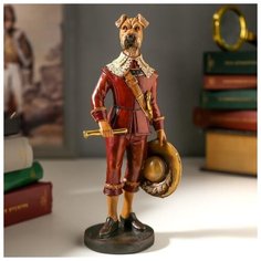 Сувенир полистоун "Пёс Мушкетёр в бордовом камзоле" под дерево 21х8х9 см 4900677 Сима ленд