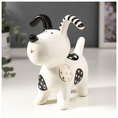 Сувенир керамика "Щенок в заплатках" бело-чёрный с золотом 12,8х8,5х13,5 см 4847496 Сима ленд