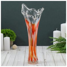 Ваза "Волна" 28 см, красно-белая 1984740 Сима ленд