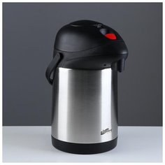 Термос 3000 мл, помпа, крышка со вставкой, держит тепло 24 ч, хромированный, 14.5х33 см 1685311 Take It Easy