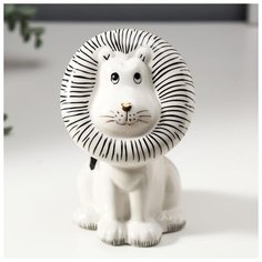 Сувенир керамика "Львёнок" белый с чёрным 13,8х8,3х8,8 см 4847489 Сима ленд