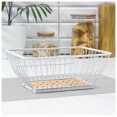 Ваза для фруктов прямоугольная "Эстетика", цвет белый 5516657 Доляна