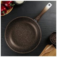 Сковорода 280мм с ручкой АП, (кофейный мрамор), линия "Marble Induction" 4278837 Kukmara