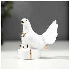 Сувенир керамика "Белый голубь на книгах" с золотом, стразы 7,5 см 5182155 Сима ленд
