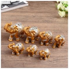 Сувенир полистоун набор 7 шт "Семейство слонов" 20х9,5х9 см 1398716 Сима ленд