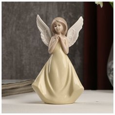 Сувенир керамика "Девушка-ангел с рисунком на крыльях в жёлтом платье" 13,6х5,5х7,8 см 3640540 Сима ленд