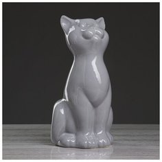 Ваза настольная "Кошка", серая, 25 см 4932841 Керамика ручной работы